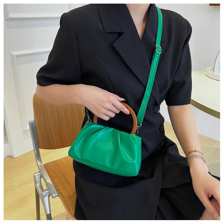 Wolkenplissierte Kunstleder-Schultertasche für Damen im Vintage-Stil, Crossbody, quadratische Geldbörse