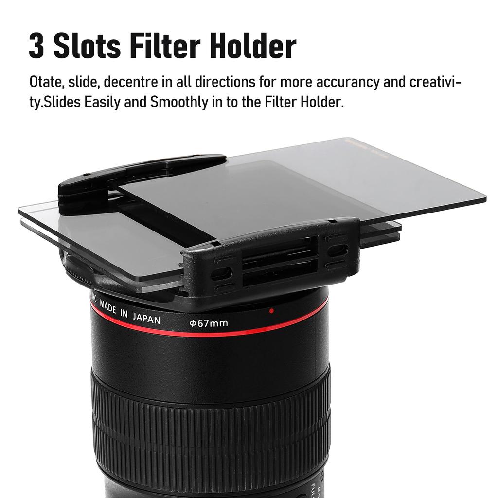 Square Neutral Density Filter Kit ND2+4+8+16 Filter Set with Ring Adapter and Filter Holder Camera Photography