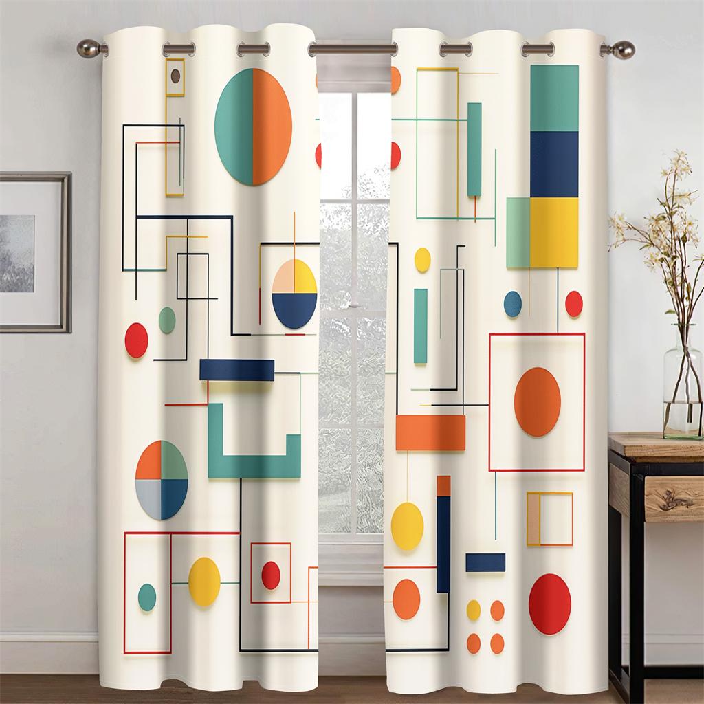 Modern Minimalistischer Stil Geometrisches Farblinienmuster Vorhänge Kinderzimmer Wohnzimmer Schlafzimmer Küche Balkondekor 2 Paneele