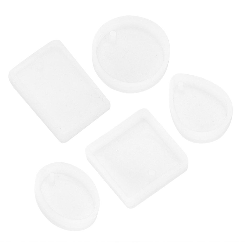 5pcs Silicone Molds Round Foursquare Perforated Jewelry Resin Molds for DIY Pendant Accessories Craft Decoratrion