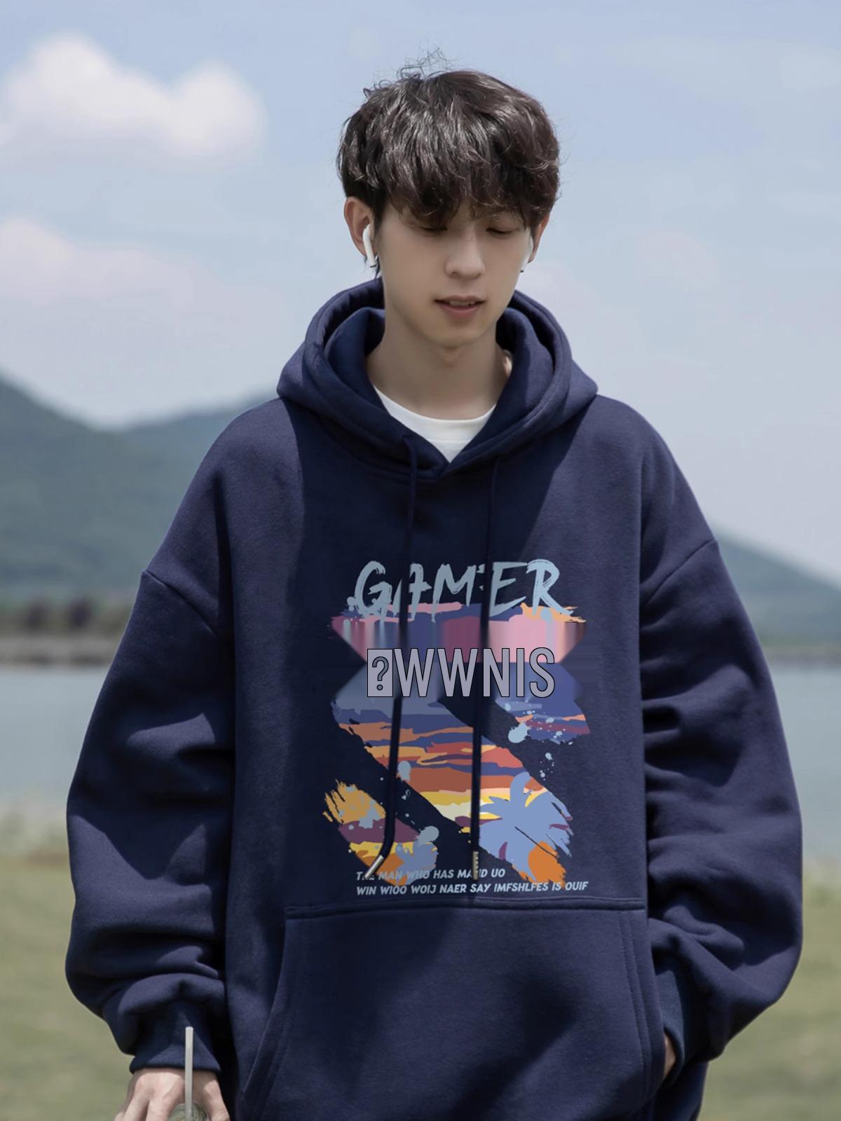 

Men s Japanese Style Graffiti Hoodie - Pure Cotton, Fleece-Lined, Heavyweight for Autumn/Winter XXL [Suitable for 150-170 lbs]
