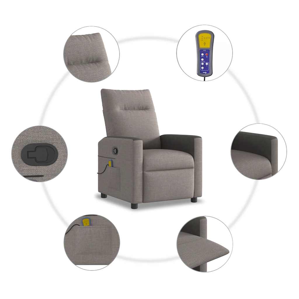 Massage Chair Taupe Fabric