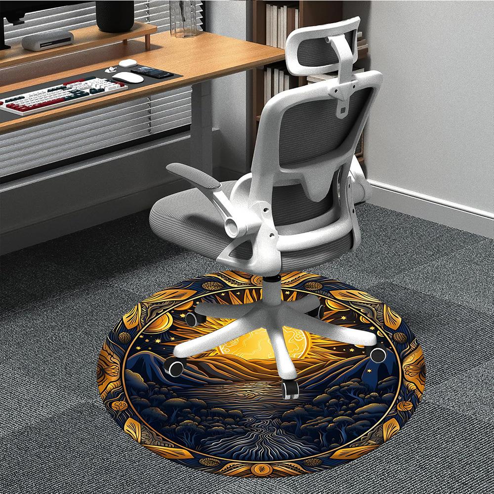 

1 шт. Ковер-стул с солнечным пейзажем для офиса, нескользящий, машинная стирка, для офиса, комнаты - Праздничный декор, Машинное изготовление yy251016118 80cm by 80cm