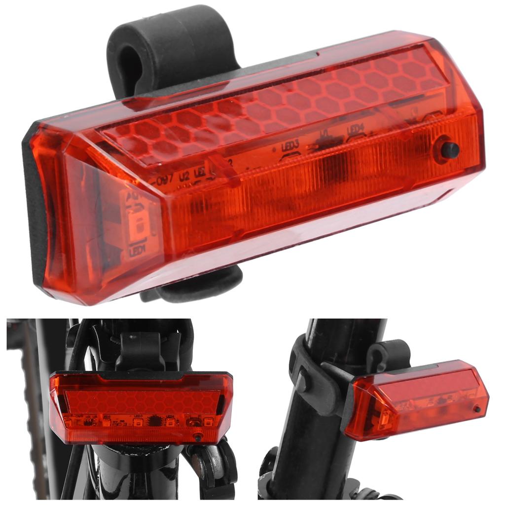 USB Charging Bicycle Taillight Cycling 5LED Light Safety Reflective Cycle Warning LampRed Light Red