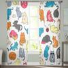 Cartoon Cat Modern Tulle Curtains For Living Room Bedroom Home Kitchen Window Sheer Curtains