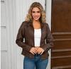 Cross-border European Size Women's Leather Jacket Women's Jacket Spring and Autumn Coat Women's Locomotive Clothing Large Size Stand-up Collar Leather