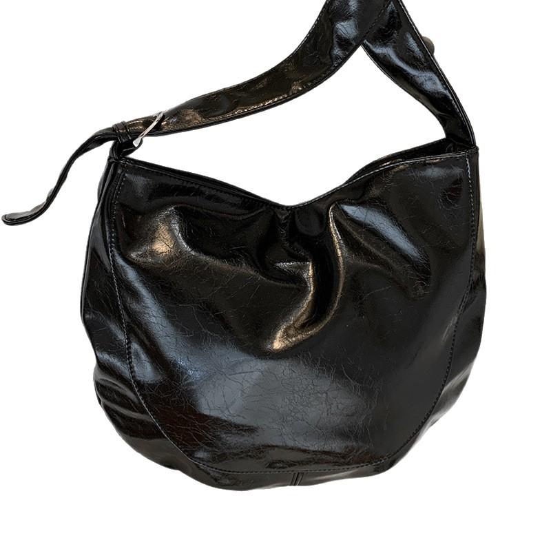 Retro Large-capacity Underarm Bag Women's 2025 New Solid-color Soft-sided Dumpling Bag Versatile Shoulder Messenger Bag