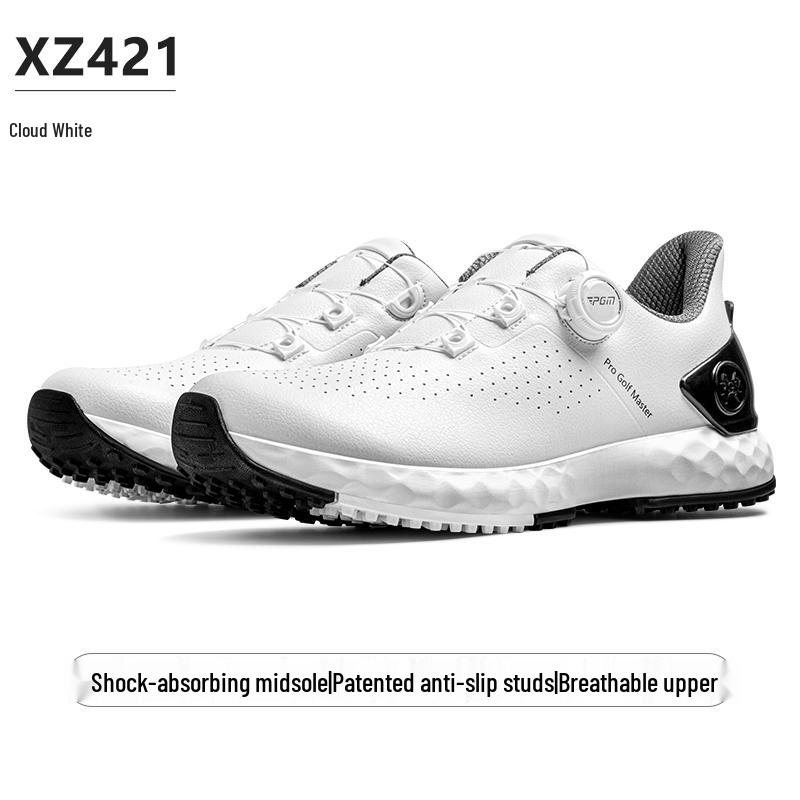 PGM Men's Golf Sneakers - Comfortable Shock Absorption with Knob Laces, Breathable, Anti-Slip, Height Increasing.