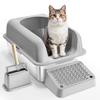 6 In Deep Cat Litter Box Odor-Free Litter Box with Filtering Foot Board