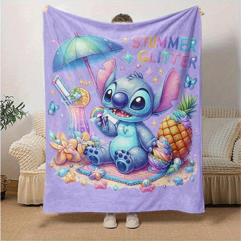 1pc Cute Stitch Printing Blanket - Soft, All-Season Throw for Living Room, Bedroom,Personalized Gift with Adorable Cartoon Design