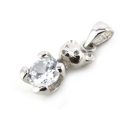 [N1380] - Silberner 'Teddy'-Anhänger in Weißsilber