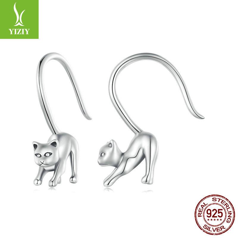 Cross-Border Cute Pet Cute Kitten Stud Earrings Female Animal S925 Sterling Silver Earrings