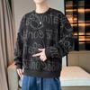 Men's Graffiti Hoodie, Plus Size, Round Neck, Long Sleeve, Spring/Autumn 2025 Trendy Teen Base Layer Top