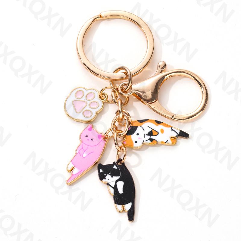 Kawaii Cat Keychain Pet Paw Key Ring Animal Footprint Key Chains Souvenir Gifts For Women Men Cay Keys DIY Handmade Jewelry