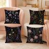 Black Background Vintage Wild Flowers Pillow Case Organic Short Plush Cushion Covers Breathable Washable WrinkleResistant