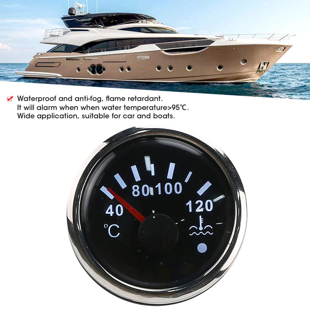 2in Cooling Water Temperature Gauge 40‑120 Celsius  Smart Alarm IP67 Waterproof 12VCelsius24V 0‑190ohm  Sensor