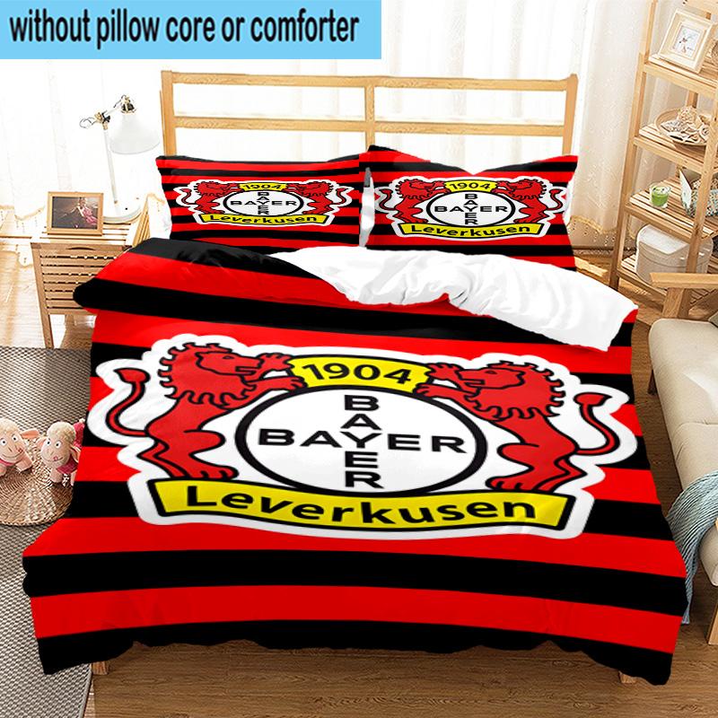 3pcs Bayer Football Club Printed Bedding Set Duvet Cover Closure Includes 1 Duvet Cover & 2 Pillowcases Bedding Sets Home Decor Gifts