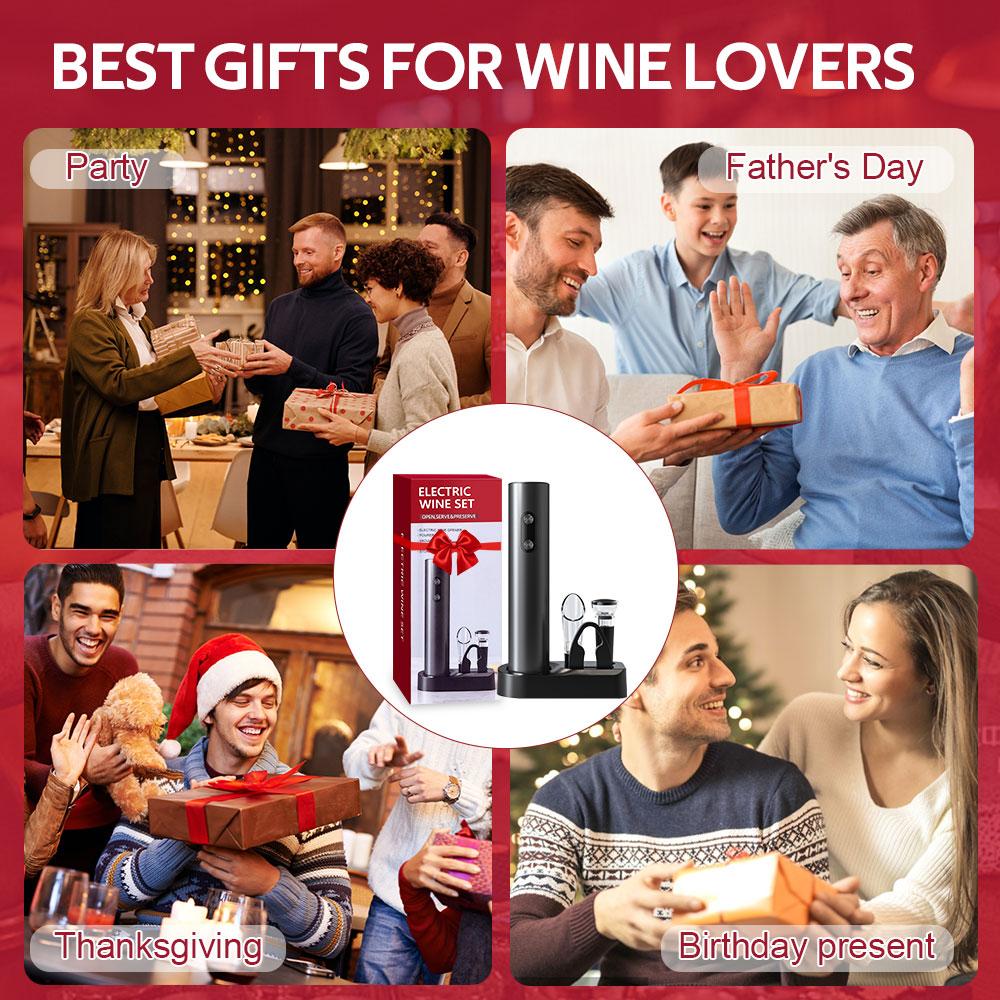 Automatic Wine Opener Set Reusable Electric Wine Bottles Opener Battery Operated Wine Corkscrews Remover for Home Kitchen Party