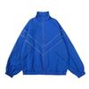 Hip Hop Reflektierende Gestreifte Jacken Herren Harajuku Patchwork Zipper Windjacke Streetwear Casual Lose Varsity Mäntel Unisex Blau