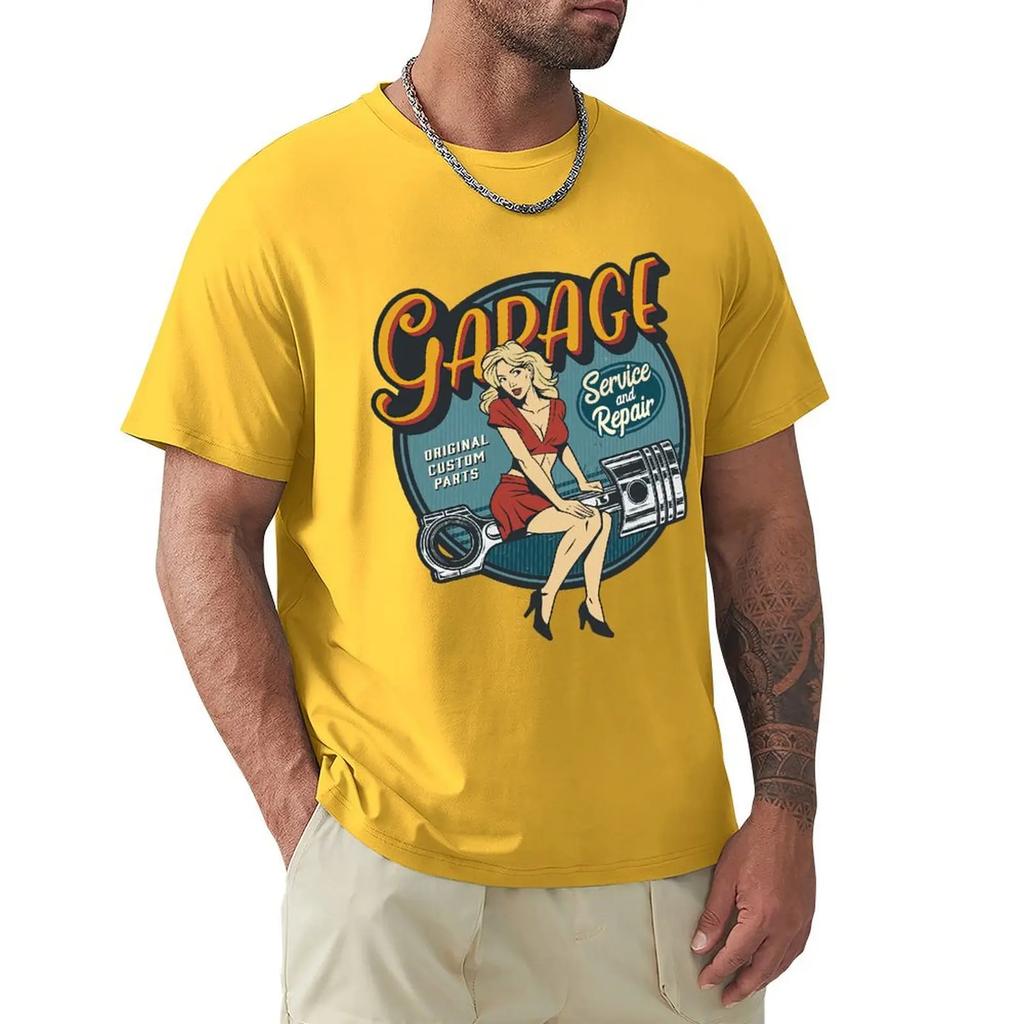 Vintage Colorful Garage Repair Service T Shirt Harajuku Short Sleeve T-shirt 100% Cotton Graphics Tshirt Tops
