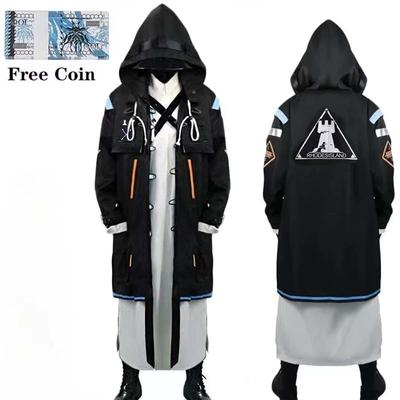 Doctor Cosplay Costume Halloween Rhodes Island  Doctor Dardblue Outfits Full Set With Pants Mask Gloves Lungmen Coins