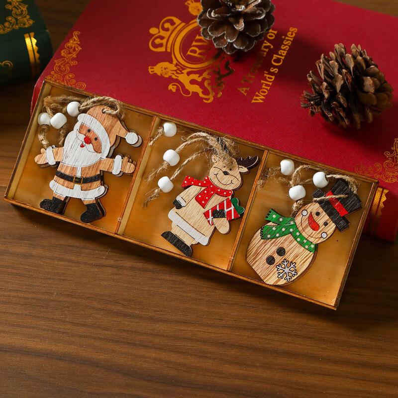 Wooden Painted Cartoon Christmas Tree Ornaments