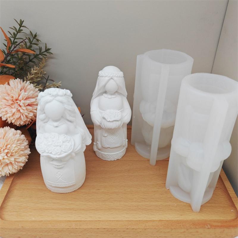3D Santa Maria Silicone Candle Mold DIY Handheld Money Can Princess Portrait Gypsum Craft Soap Candle Mold Home Decoration