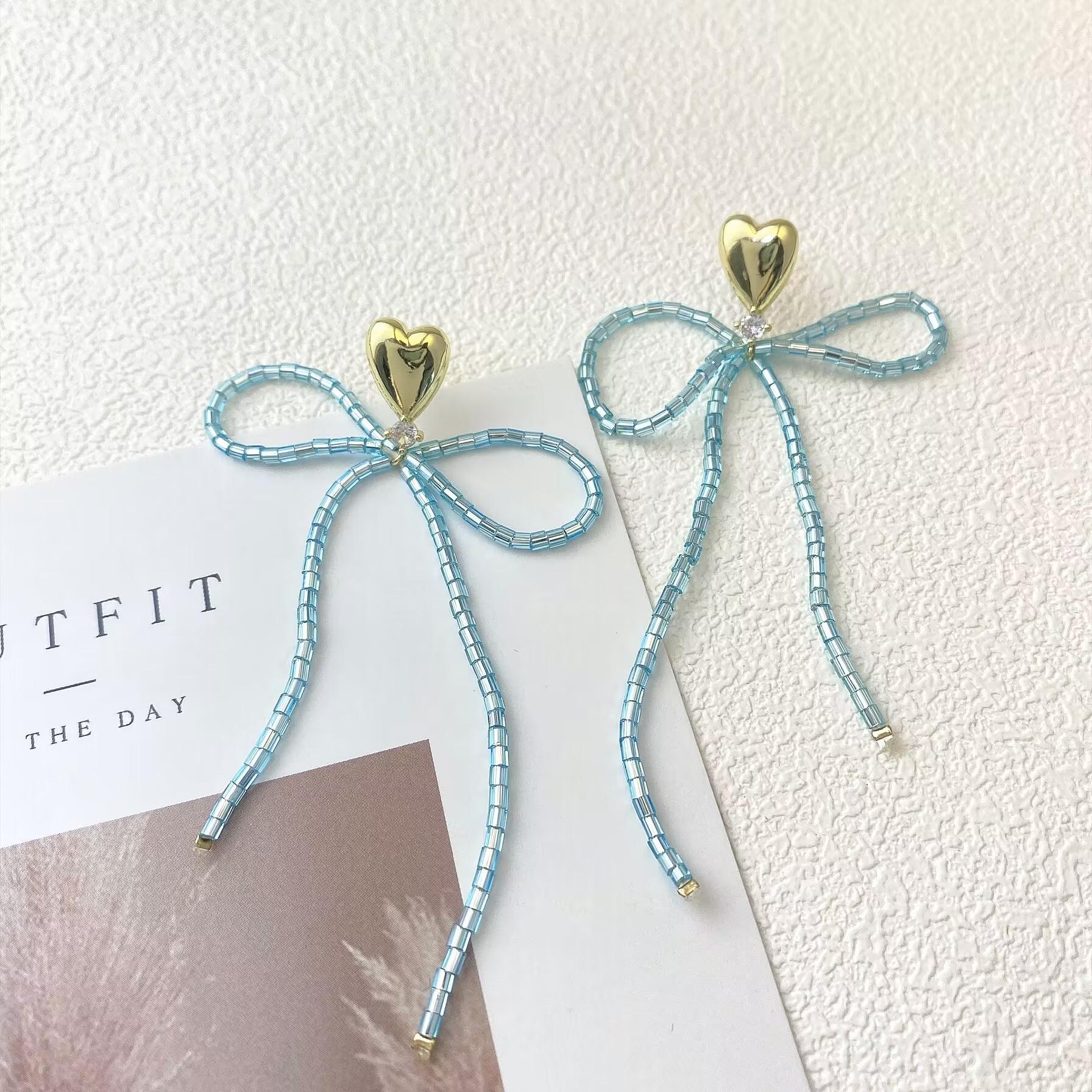 Elegant Crystal Heart Tassel Stud Earrings - Versatile Luxury Mori Style