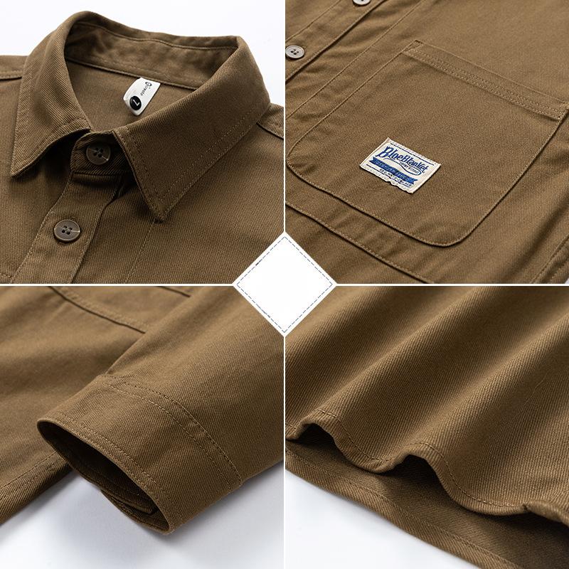 Spring and Autumn New Men's Korean Lapel Car Logo Retro Stylish Shirt Trendy Internet Celebrity Same Style Cotton Jacket