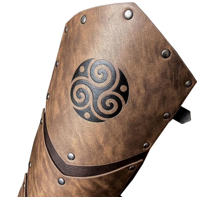 Medieval Faux Leather Leg Guards Vintage Studded Leg Gaiters with Adjustable Straps for Cosplay and LARP Enthusiasts