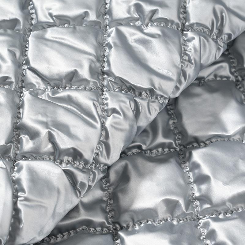 Matte PU Leather Quilting Ultrasonic Embossing Fabric, Quilted Cotton Composite Fabric for Clothing Luggage, 137cm Width