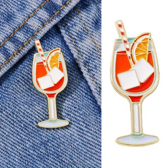 Women Brooch Enamel Beverage Design Lapel Pin Non-Slip Buckle Scarf Badge Sweaters Collars Hats Bags Coats Accessories