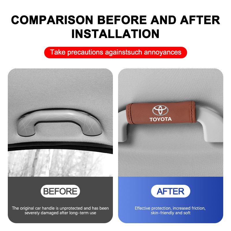 1/2Pcs Car Roof Handle Cover Door Armrest Leather Covering for Toyota Gazoo Racing Corolla TRD Yaris Chr Auris Rav4 Camry Prius Prado Avensis