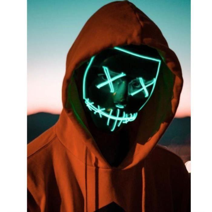 Masque d'Halloween LED Light up Masque de Purge pour Festival Cosplay Costume d'Halloween, Vert