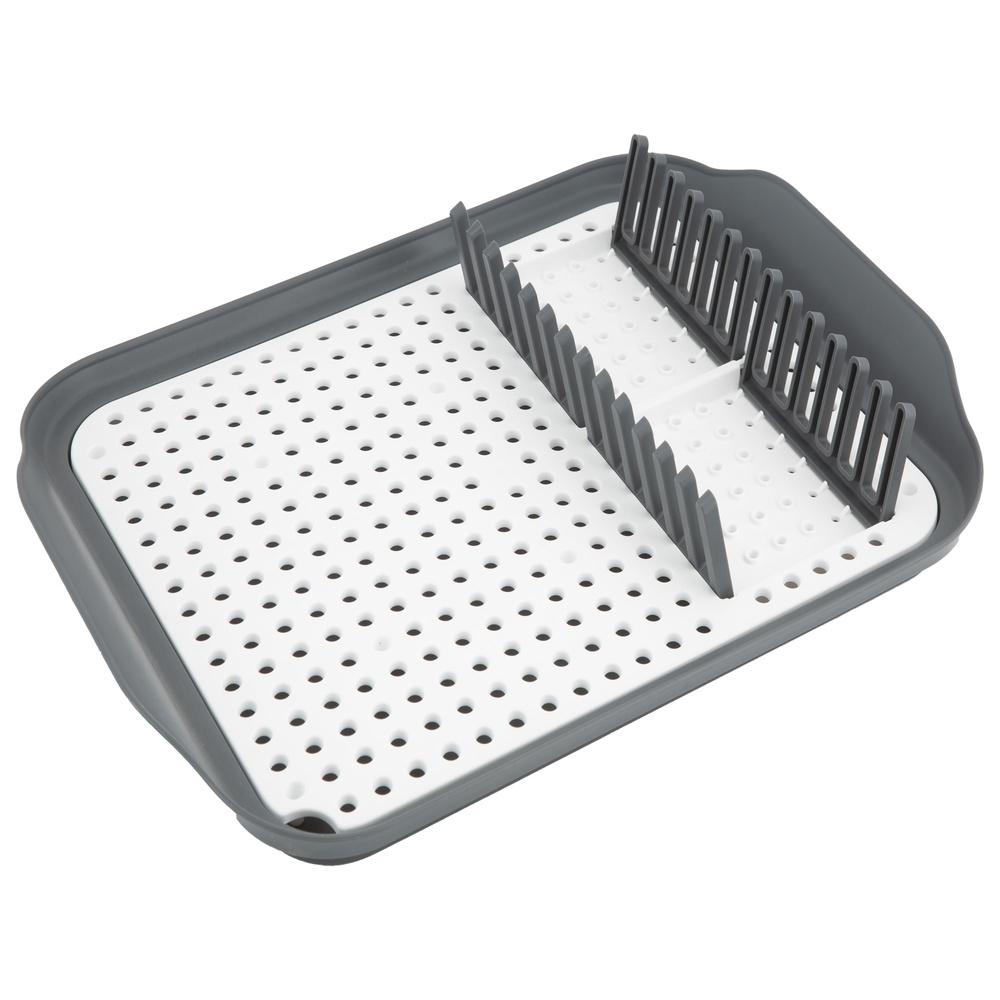 2 Tone Self Draining Dish Rack Slim Portable Kitchen Organizer Foldable Storage Rack Plates Cups Cutlery Space Saver