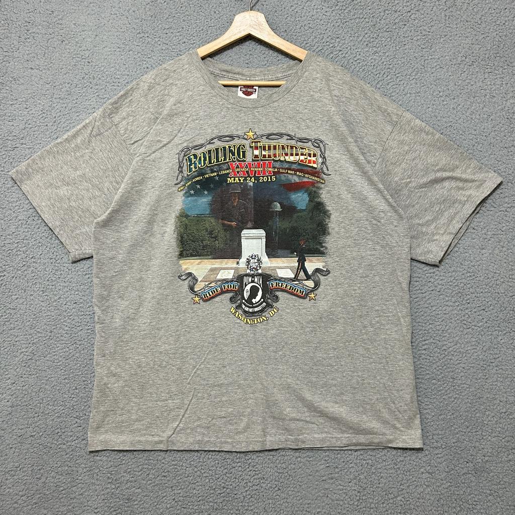Harley Davidson T-shirt Adult 3XL Gray Short Sleeve Graphic Motorcycle Unisex T-Shirt