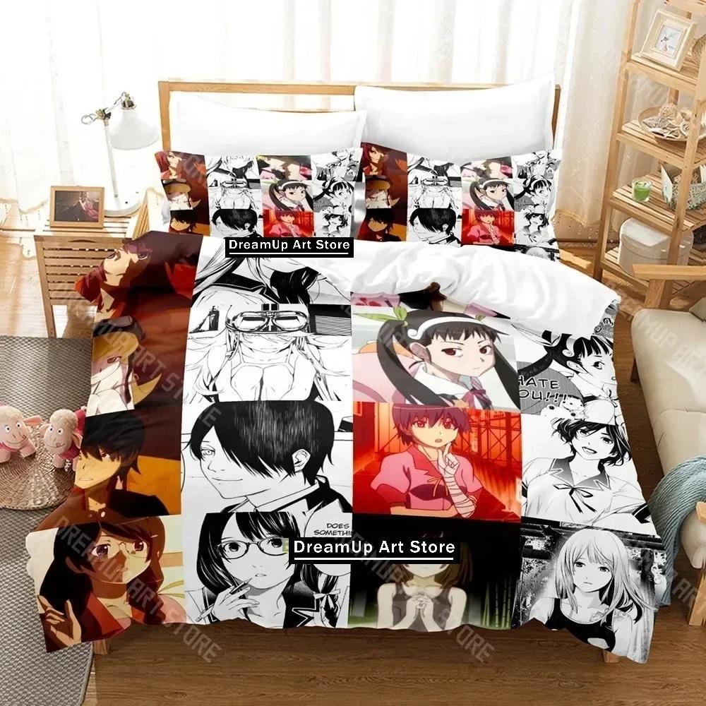 3D Print Bakemonogatari Bedding Set Single Twin Full Queen King Size Bed Set Adult Kid Bedroom Duvetcover Sets Anime Bed Sheet
