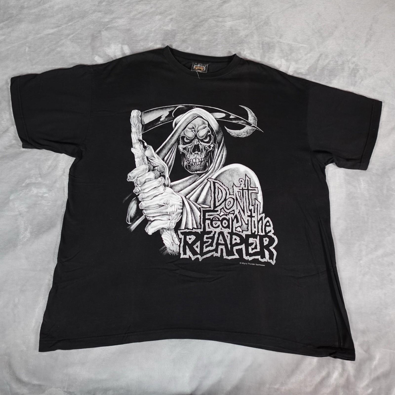 Vintage Dont Fear The Reaper Bike Week T  Mens 2XL Thunder Faded Black Y2K Unisex T-Shirt L