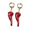 Red Cute Chill Pepper Earrings For Women Men Stainless Steel Enamel Gold Color Fashion Y2K Dangle Drop Ear Jewelry Accessory