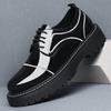 Outdoor Men's Black Oversized Toe Derby Shoes Chunky Rubber Sole PU Leather Breathable Cushioned Insole Streetwear Fashion 38-44