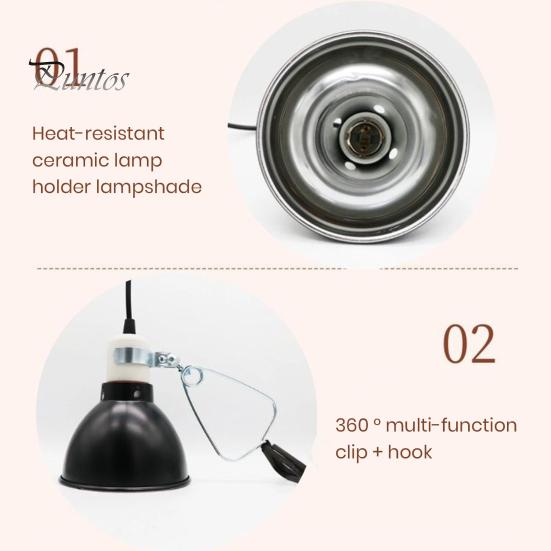 Lampă de căldură pentru reptile, universală, rezistentă la căldură, cu instalare ușoară. Corp de iluminat cu dom adânc pentru reptile, cu cablu de alimentare