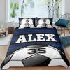 Custom Name Soccer Duvet Cover for Boys Teens Blue Flame Soccer Bedding Set Personalized Sports Comforter Cover Bedroom Decor