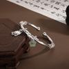 Prosperous Flowers Ping An Lock Women's Open Bracelet - Versatile, Elegant, New Chinese Style, Luxurious Design