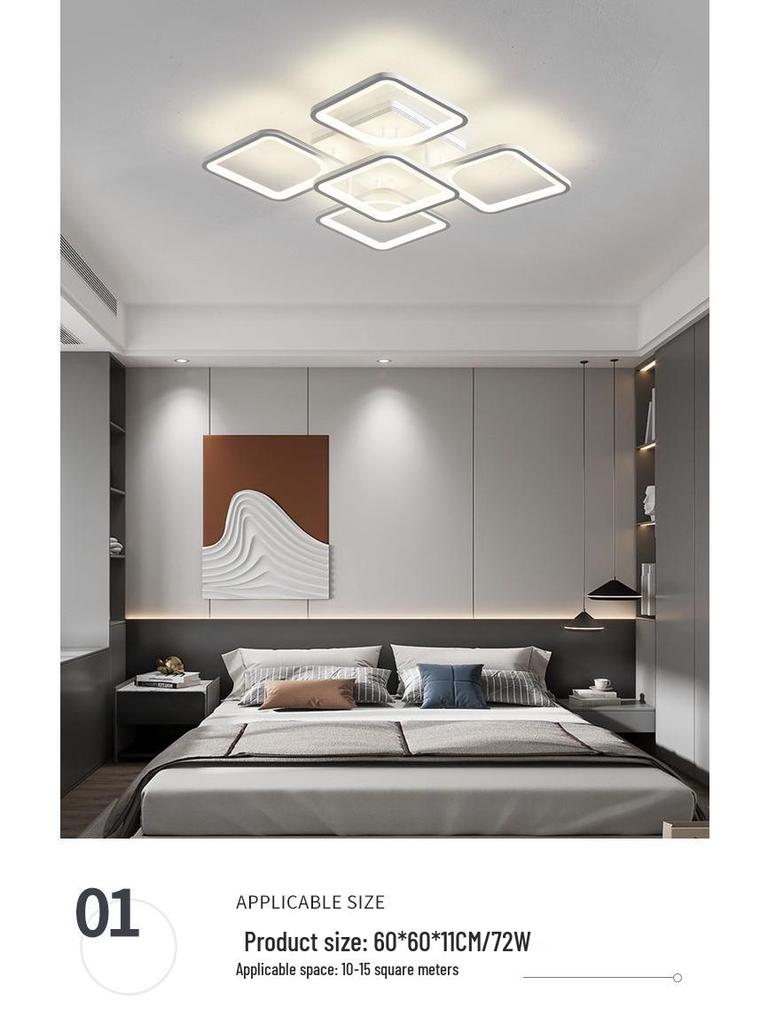 Acrylic Square Ceiling Light with Stepless Dimming for Living Room, Hotel, or Bedroom