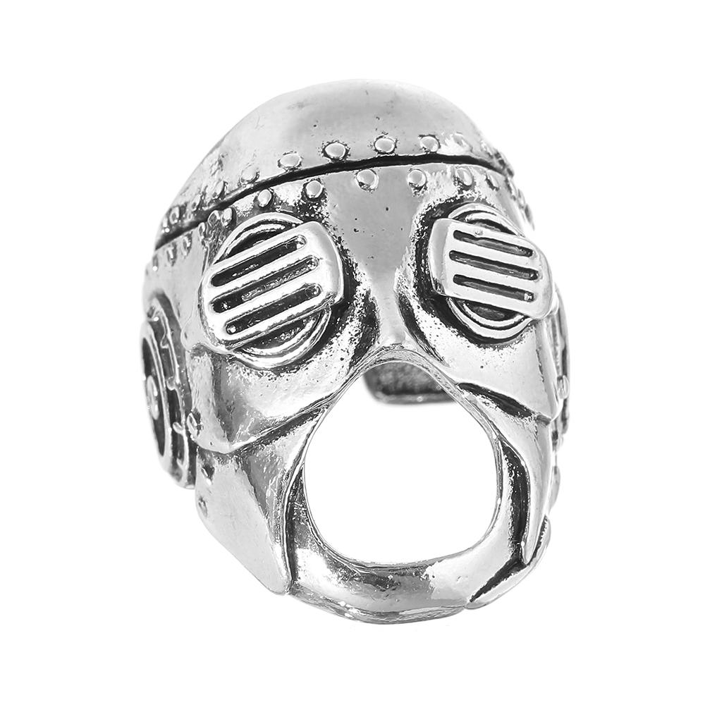 Boutique New Retro Simple New Punk Hip-hop Skull Personality Men's Open Ring Robot Ghost Head Jewelry