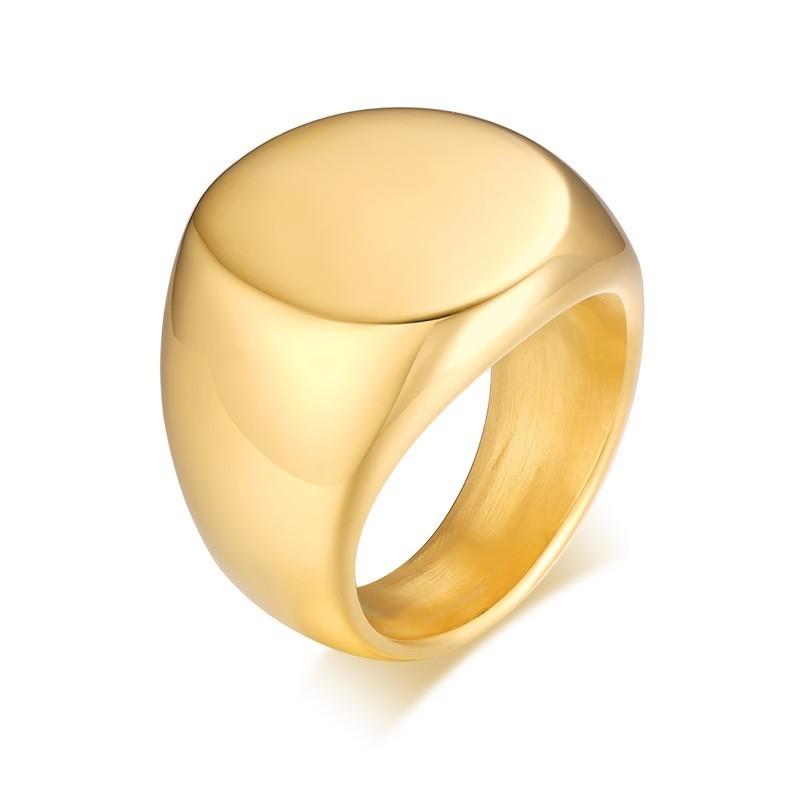 

Personalized Rings Men s Stainless Steel Round Signet Ring With Photo Name Man Custom Jewelry 13 золотий