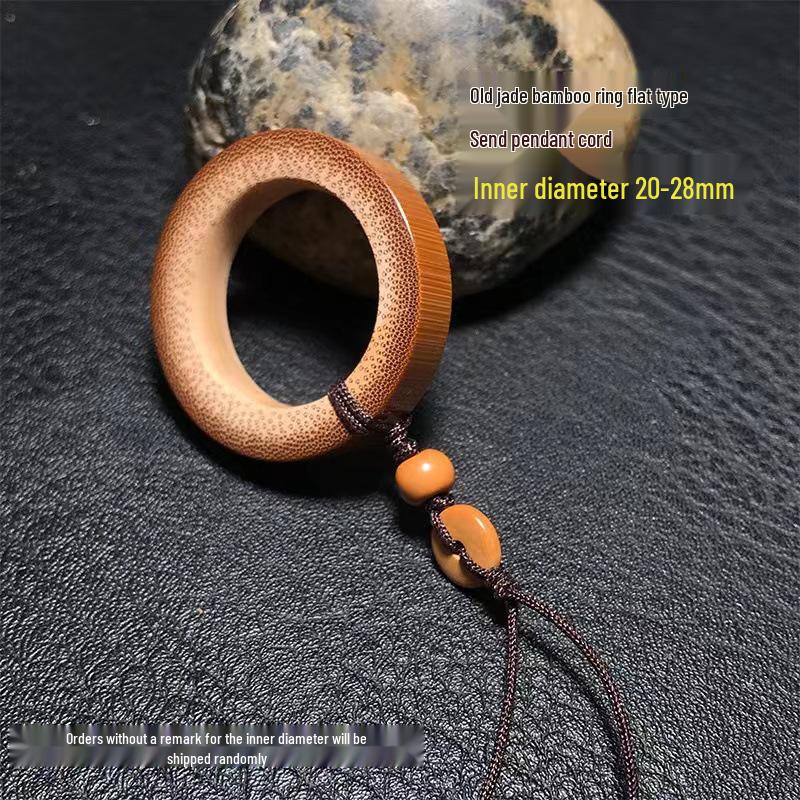 Handmade Double-Sided Polished Mottled Jade Bamboo Thumb Ring for Men and Women