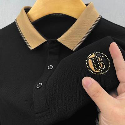 Polo d'été à manches courtes pour hommes, ample, en coton brodé, rayé