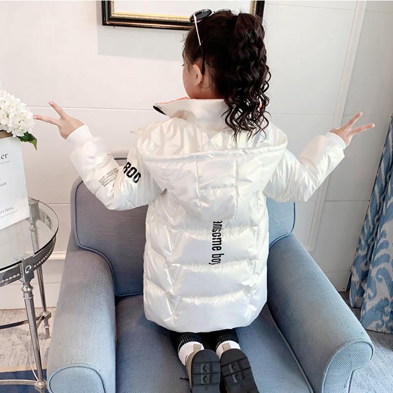 Autumn Winter Jacket for Girls Waterproof Hooded Shiny Thick Warm Girl Outerwear Coat Kids Teenages Girl Parka