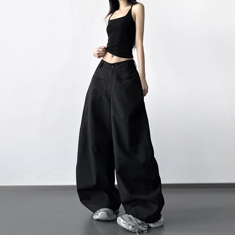 2026 Spring Women's Wide-Leg Gray Suit Pants: Popular Loose Western-Style Casual Trousers